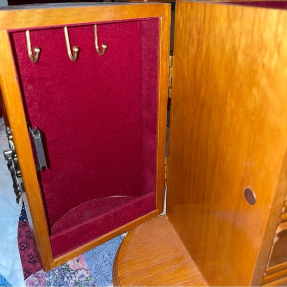 Mele & Co Vintage Wooden Jewelry Box w mirror, velvet lined drawers & side doors - Picture 5 of 15